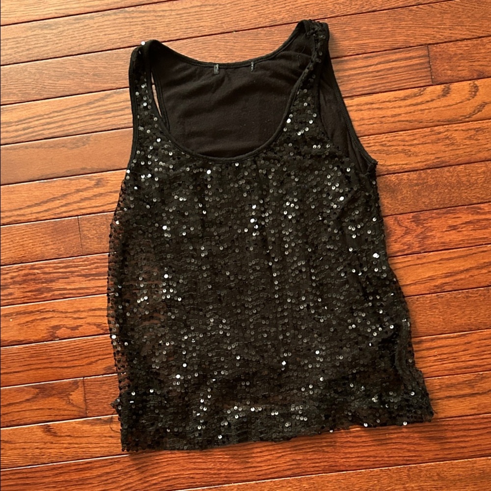 Vintage black sequin top